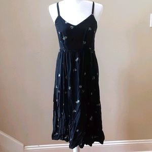 Old Navy Maxi Black Floral Dress Summer Medium
